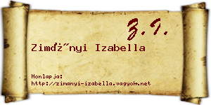 Zimányi Izabella névjegykártya